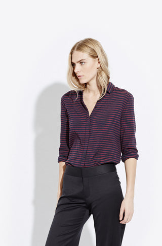 The Striped Clean Shirt – Maroon navy