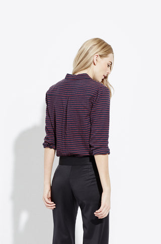 The Striped Clean Shirt – Maroon navy