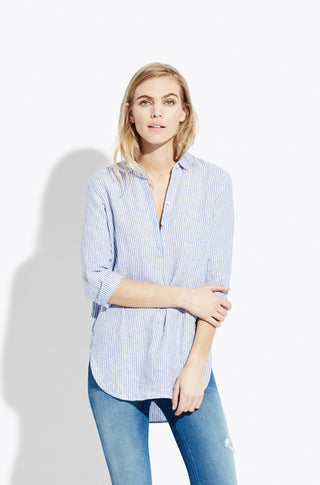 The Striped Easy Shirt – Blue white bold stripe