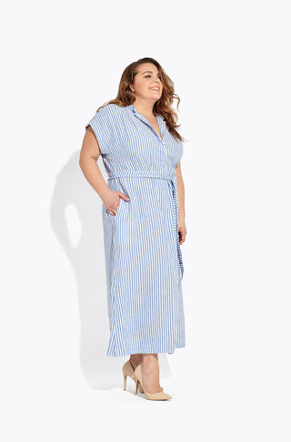 The Sunset Dress – Striped linen