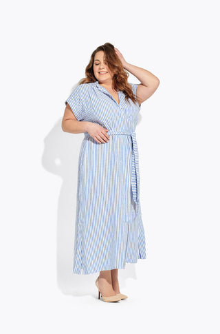 The Sunset Dress – Striped linen