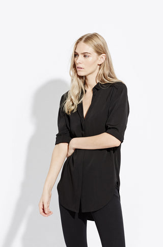 The Silky Tunic Shirt – Black
